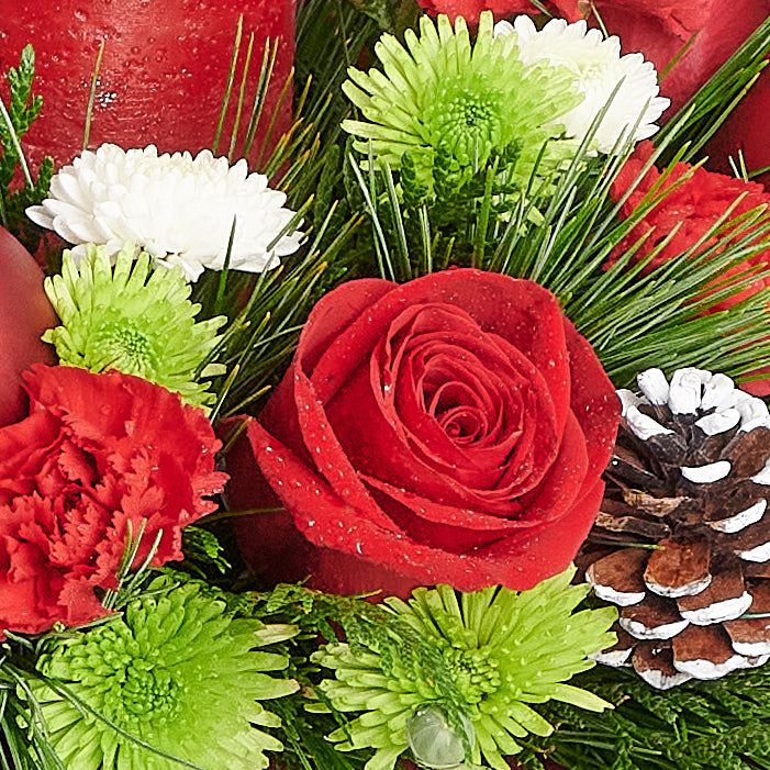 Christmas Cheer Floral Centerpiece. Floral Arrangement, christmas, floral gift - Los Angeles Delivery.