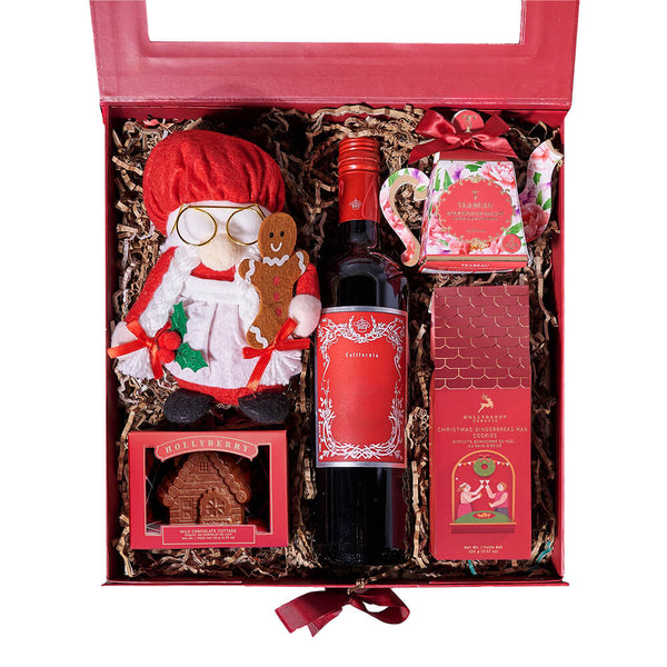 Christmas Wine & Mrs. Claus Gift Box Christmas gift baskets Los