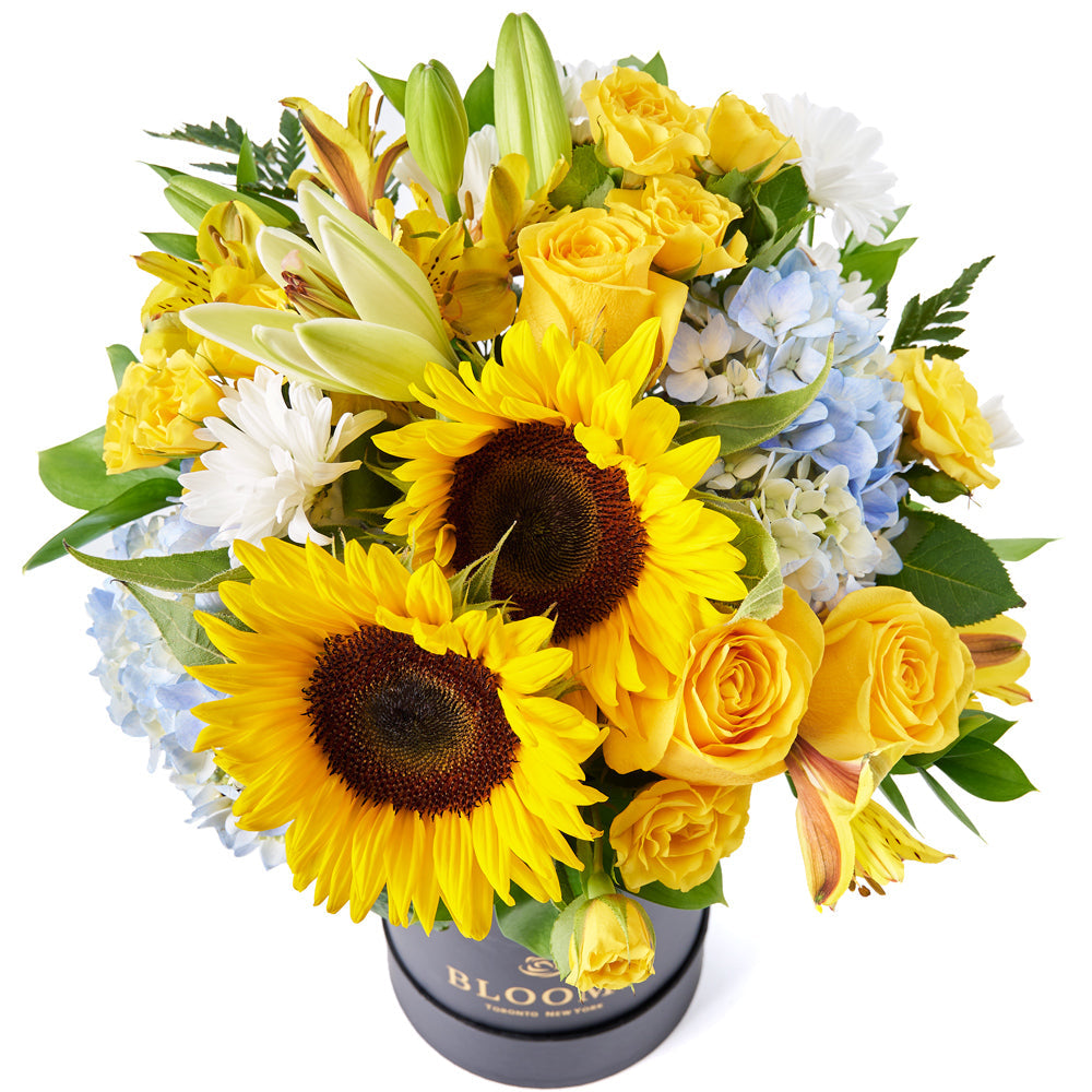 Crowning Glory Sunflower Arrangement, mixed flower assortment, sunflower assortment, sunflower arrangement delivery los angeles