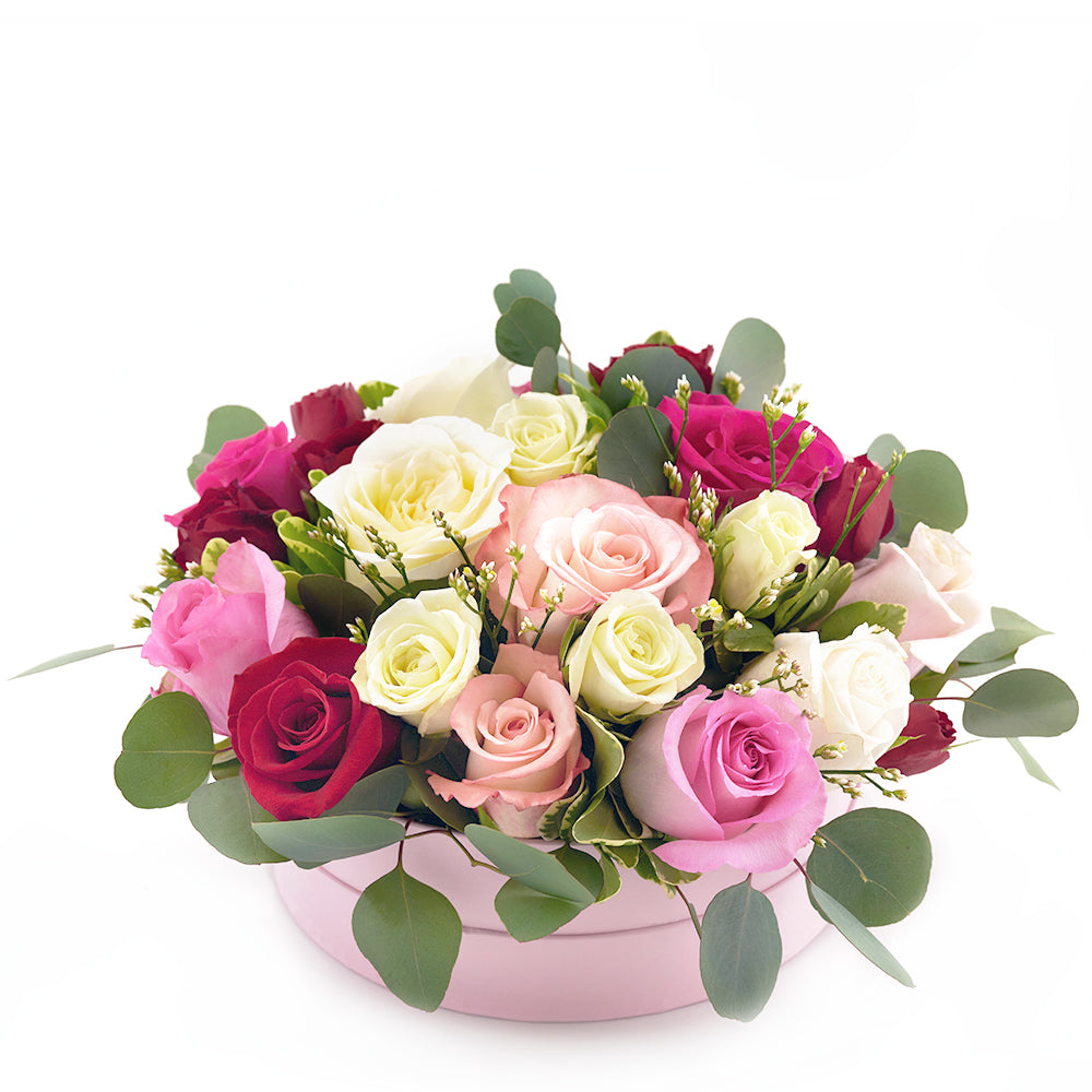 Gourmet Floral Box Rose Collection Gift – how the gift is presented