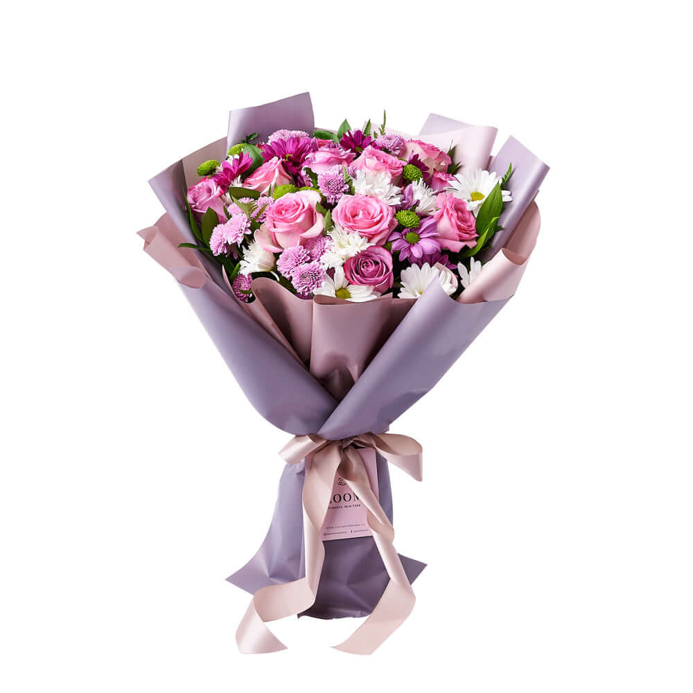 Pink & Purple Mixed Daisy Bouquet, rose gift, daisy gift, mixed bouquet. Los Angeles Blooms
