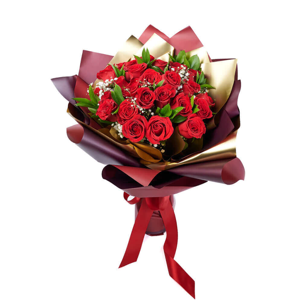 Premium 24 Red Rose Valentine's Bouquet – how the gift is presented