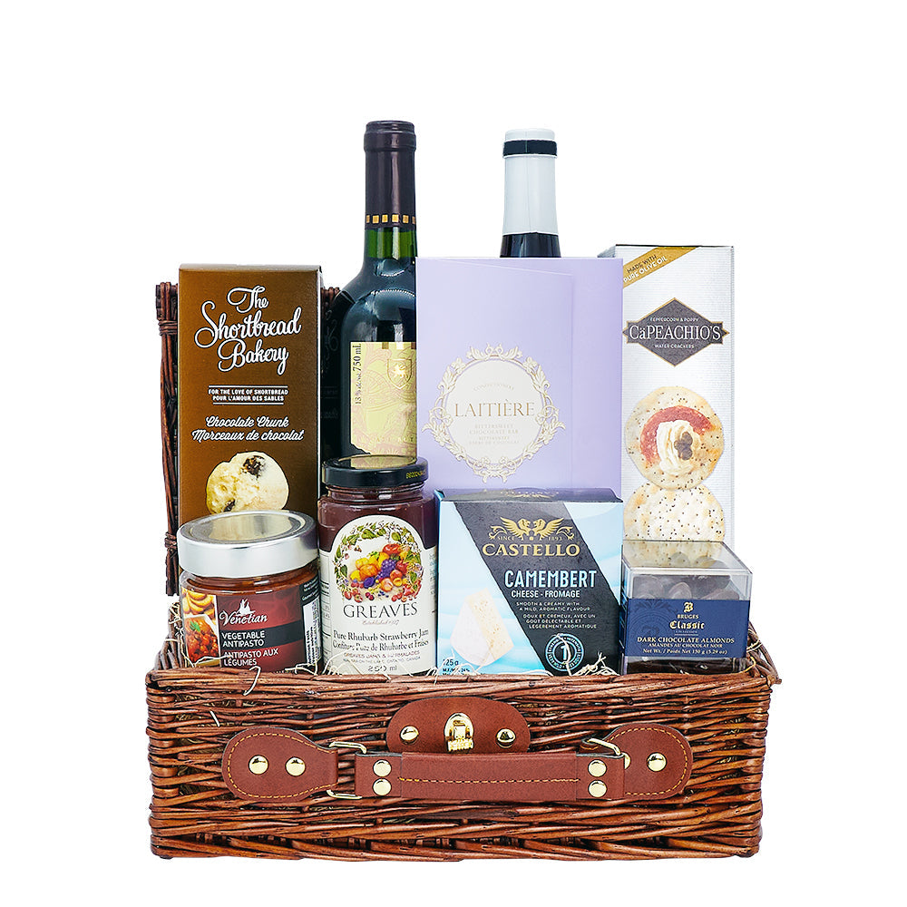 Artisanal Gourmet and Wine Basket – how the gift is presented