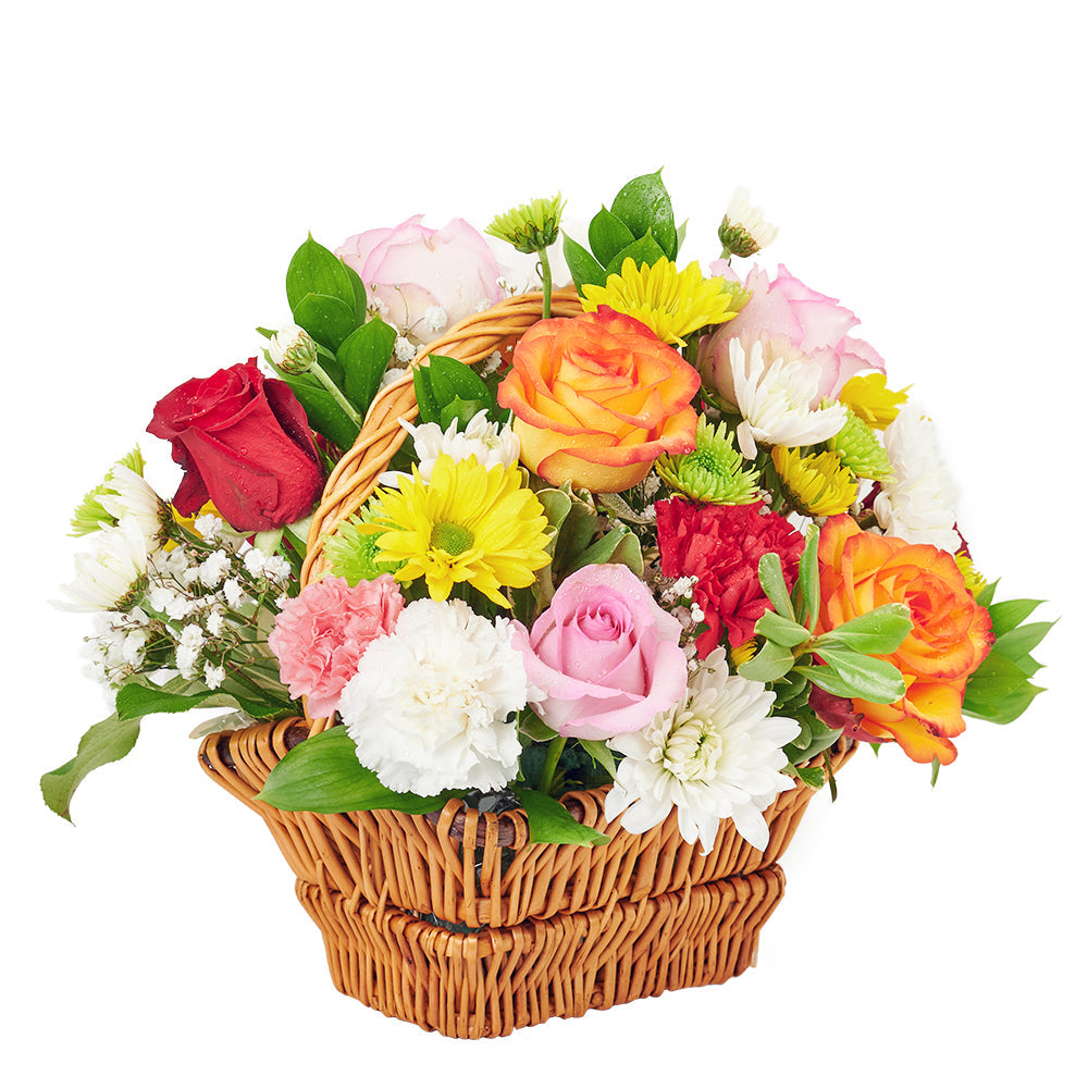 Roses and Carnations Basket – how the gift is presented
