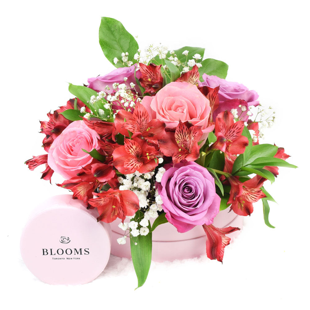 Flower Arrangement in Pink Box – how the gift is presented