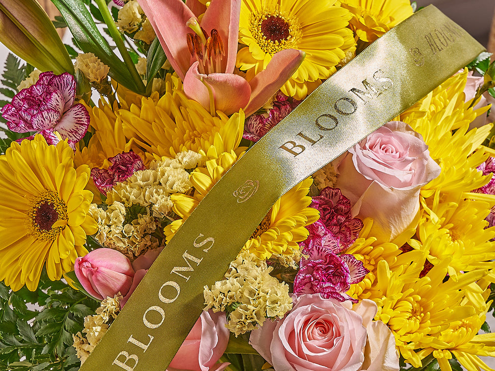 Bright yellow and pink flowers