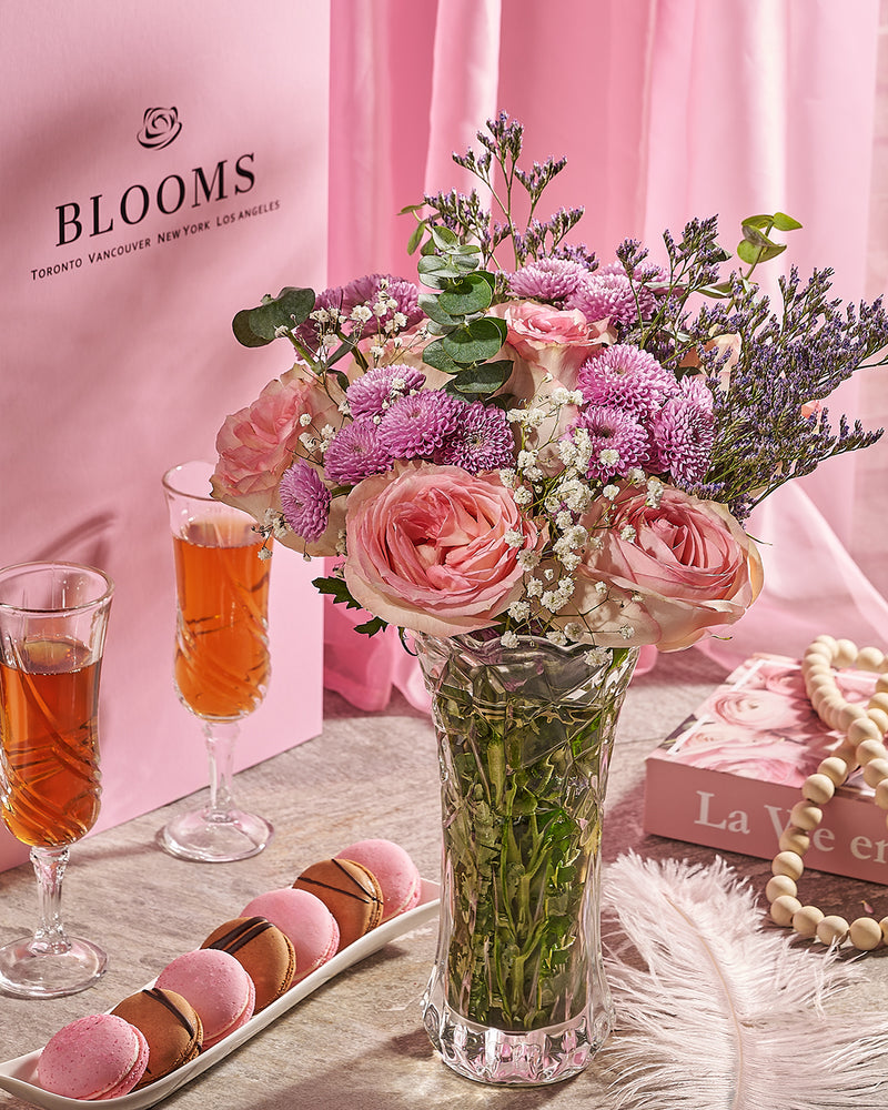 Packaged flower arrangements ready for transport