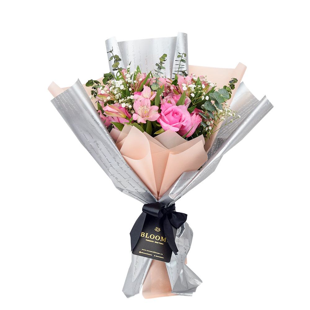Blushing Notes Mixed Rose Bouquet – Los Angeles Blooms - Los Angeles Delivery