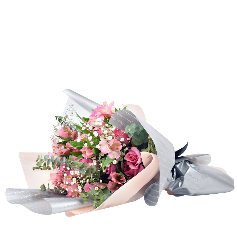 Blushing Notes Mixed Rose Bouquet – Los Angeles Blooms - Los Angeles Delivery