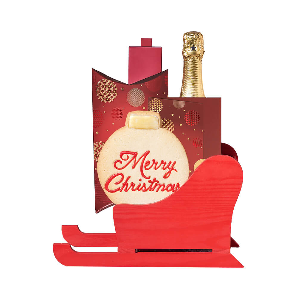 Bubbly Christmas Sleigh Gift, christmas gift, christmas, holiday gift, holiday, gourmet gift, gourmet, champagne gift, champagne, sparkling wine gift, sparkling wine – Los Angeles Blooms - Los Angeles Delivery