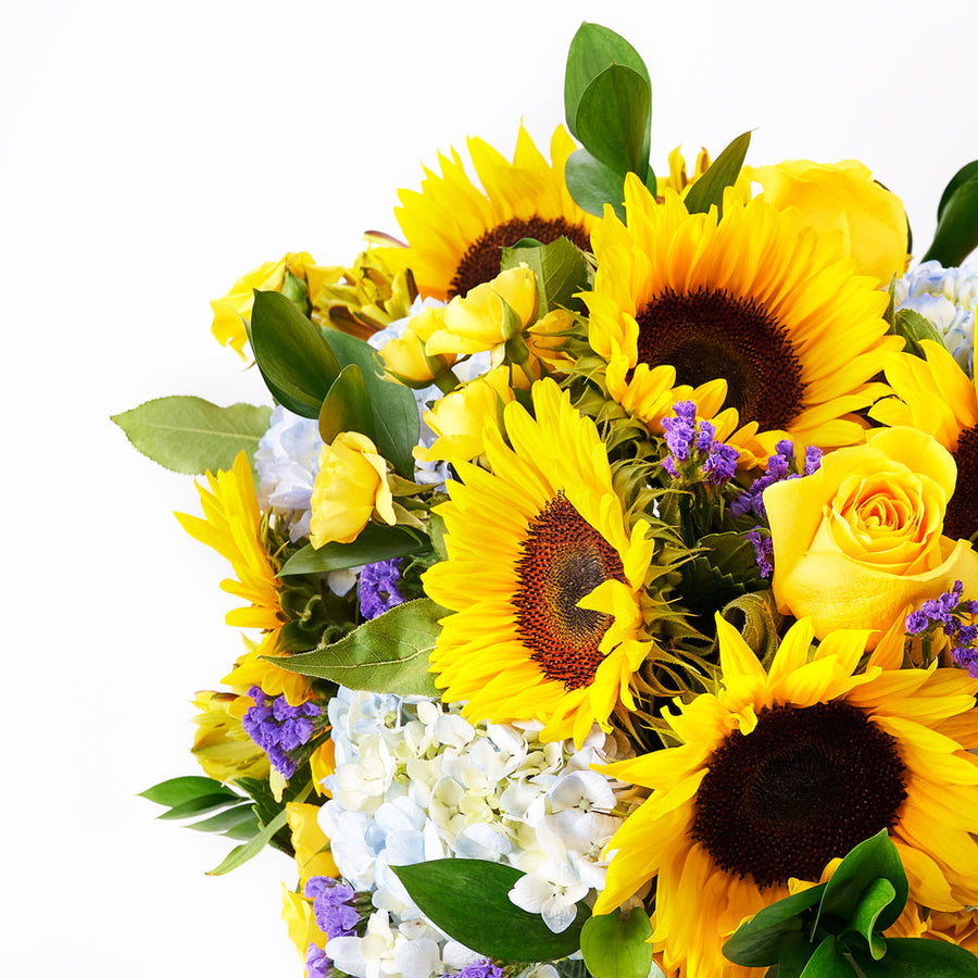Charming Amber Sunflower Arrangement, assorted flowers arrangement, sunflowers, arrangement delivery Los Angeles, Los Angeles