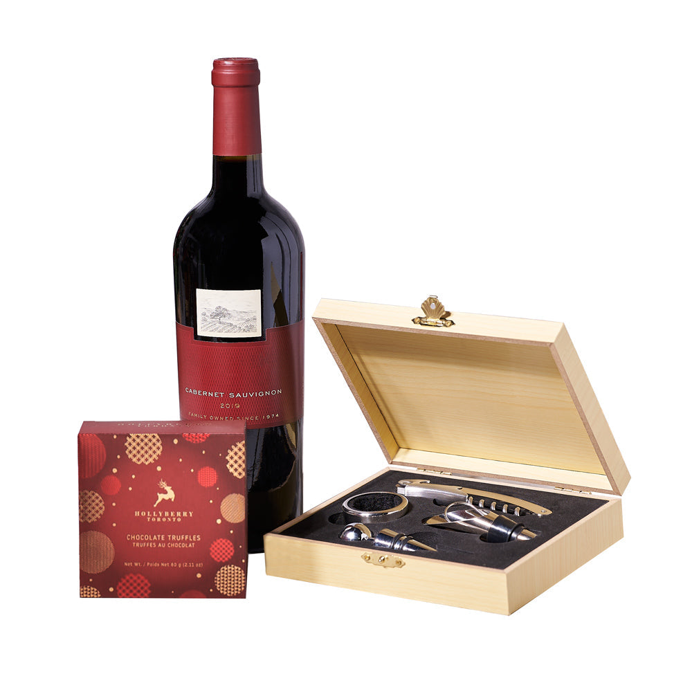 Christmas Wine Tool &amp; Truffle Gift, wine gift basket, wine gift, wine, christmas gift basket, christmas gift, christmas, holiday gift basket, holiday gift, holiday