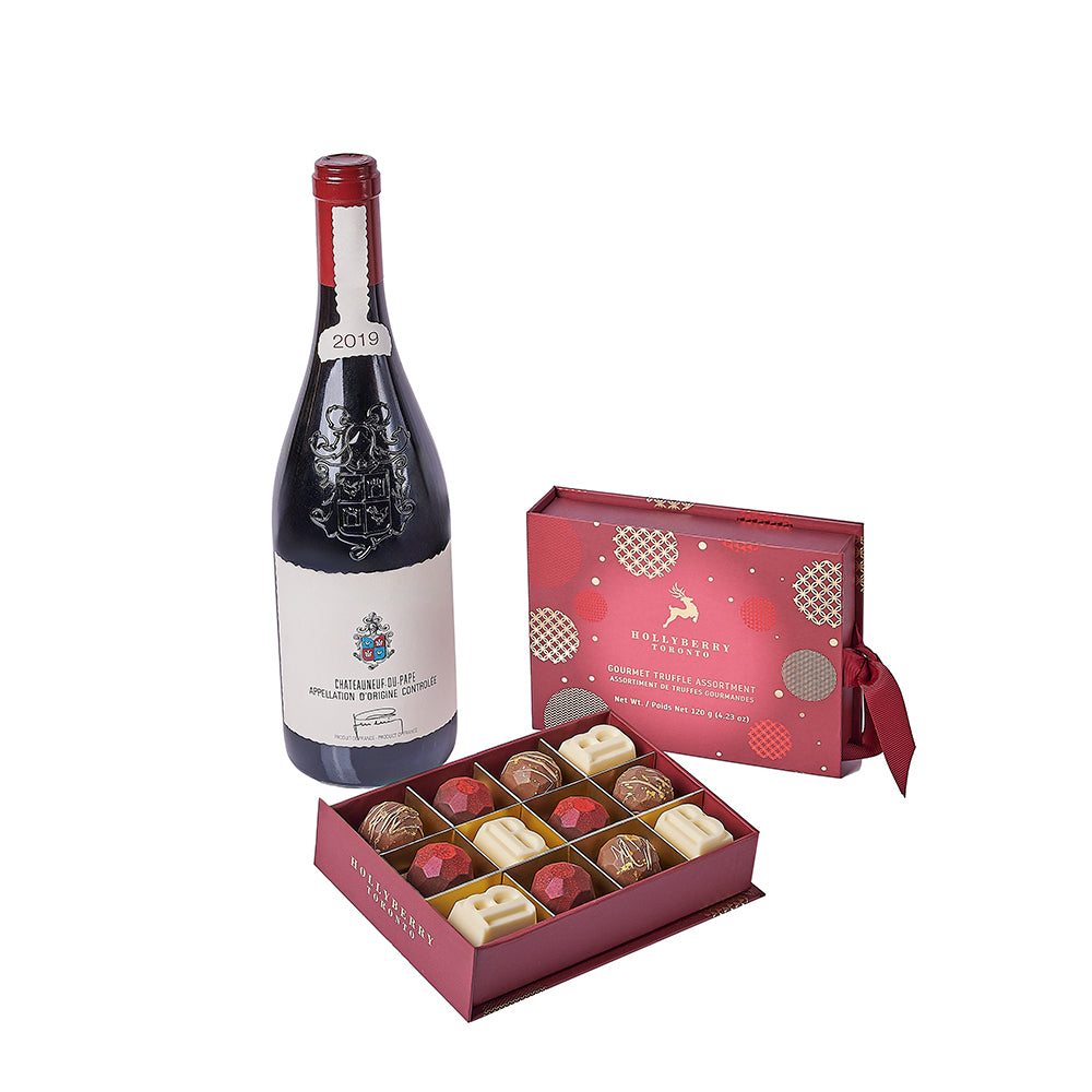 Christmas Wine & Chocolate Gift Set, wine gift, wine, chocolate gift, chocolate, christmas gift, christmas, Los Angeles delivery