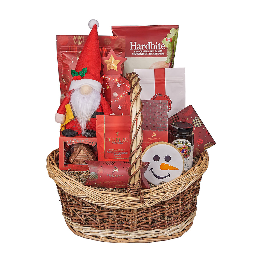 Christmastime Classy Snacking Basket, christmas gift, christmas, snacking gift, snacking, gourmet gift, gourmet, tea gift, tea, Los Angeles delivery