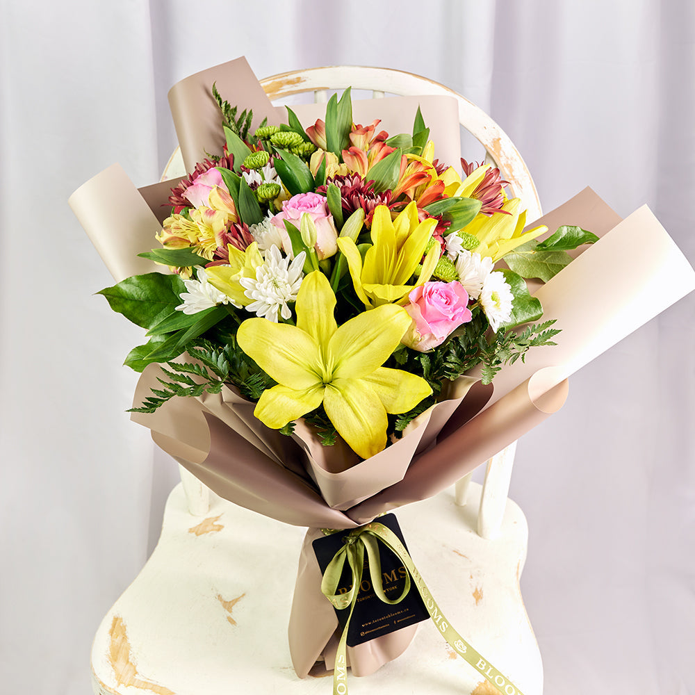 lily flower bouquet delivery Country Cottage Mixed Peruvian Lily Bouquet