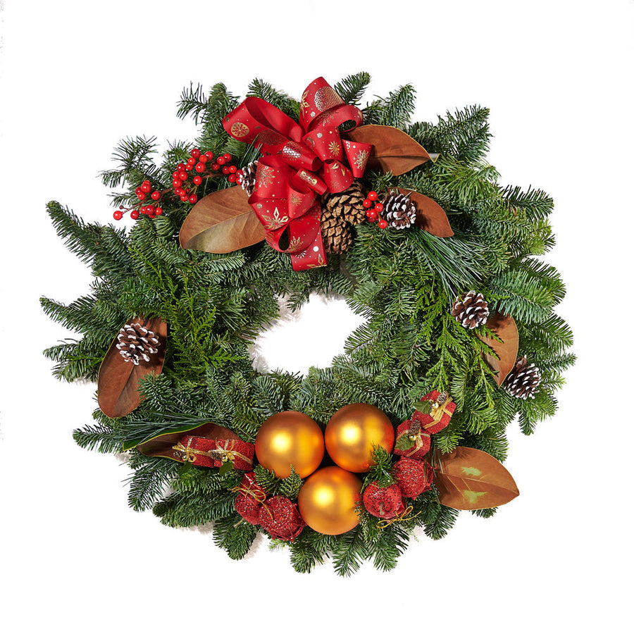 Festive Holiday Wreath. Mixed floral arrangement - Los Angeles Delivery.