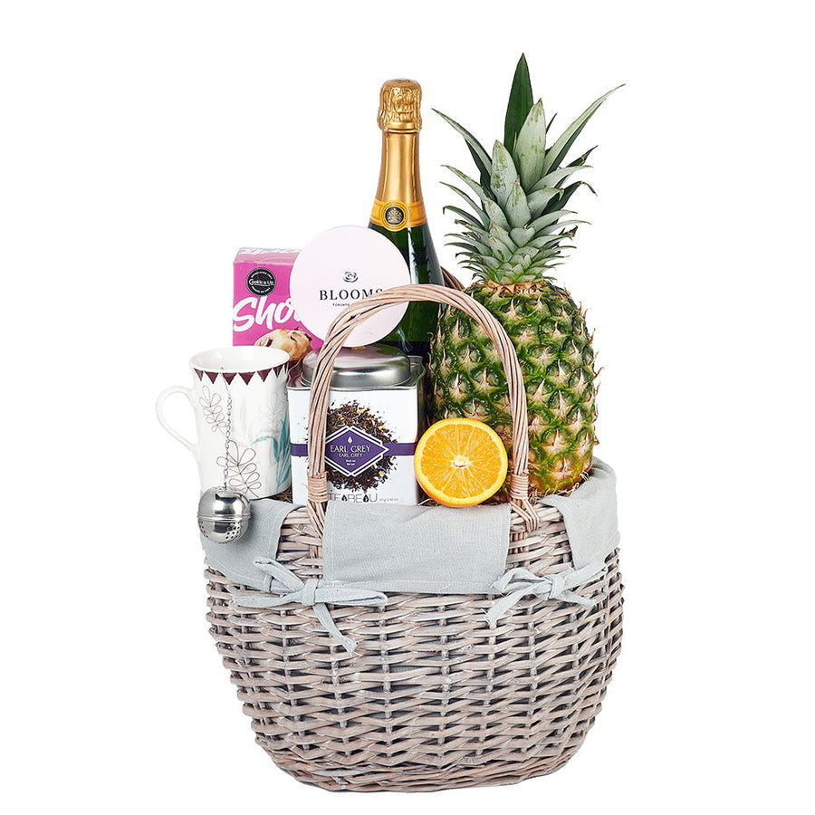 Garden Champagne Shop Basket from Los Angeles Blooms.