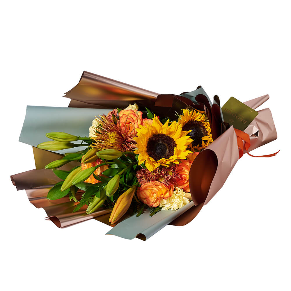 Autumn Harvest Mixed Floral Bouquet – how the gift is presented