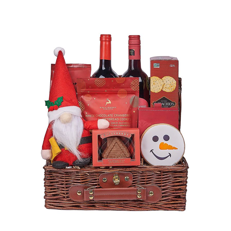 Gourmet Christmas Wine Duo Gift Basket, wine gift, wine, christmas gift, christmas, chocolate gift, chocolate, Los Angeles delivery