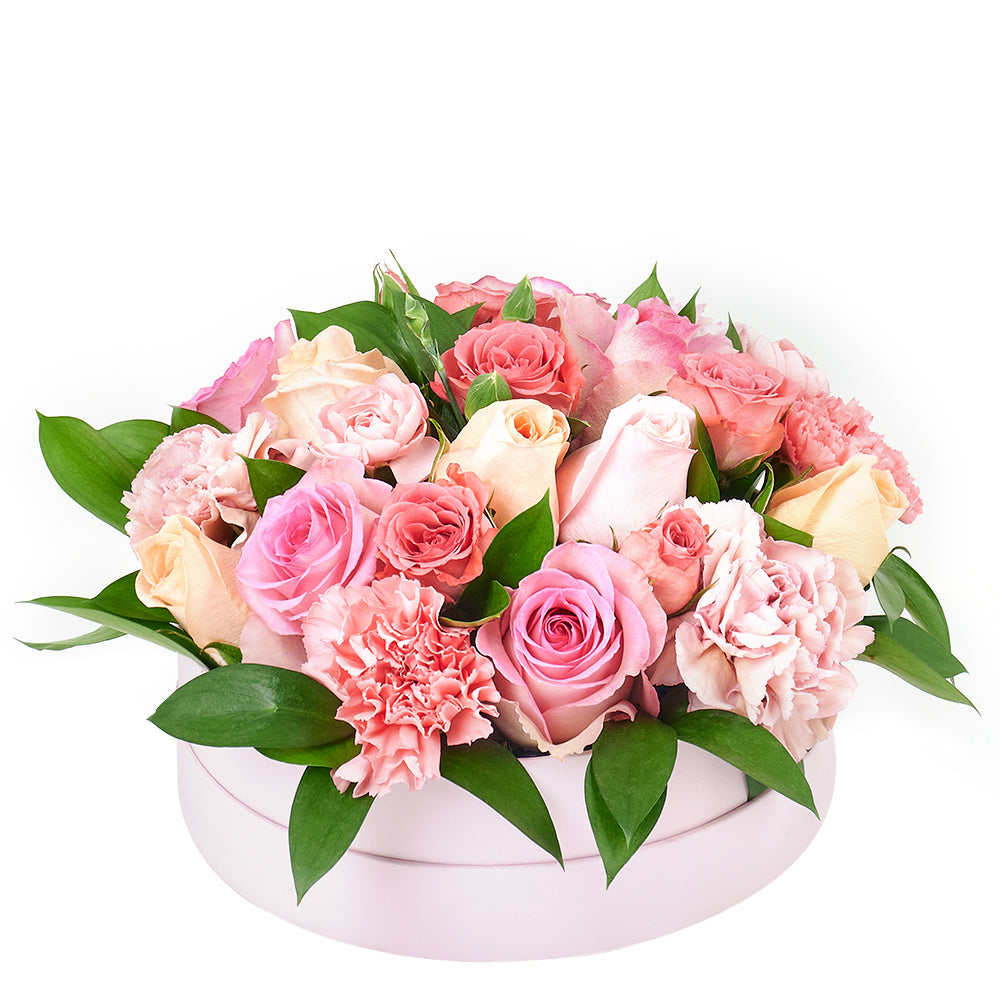 Graceful Pink Mixed Hat Box - Pink Floral Mix Gift Box - Los Angeles Delivery