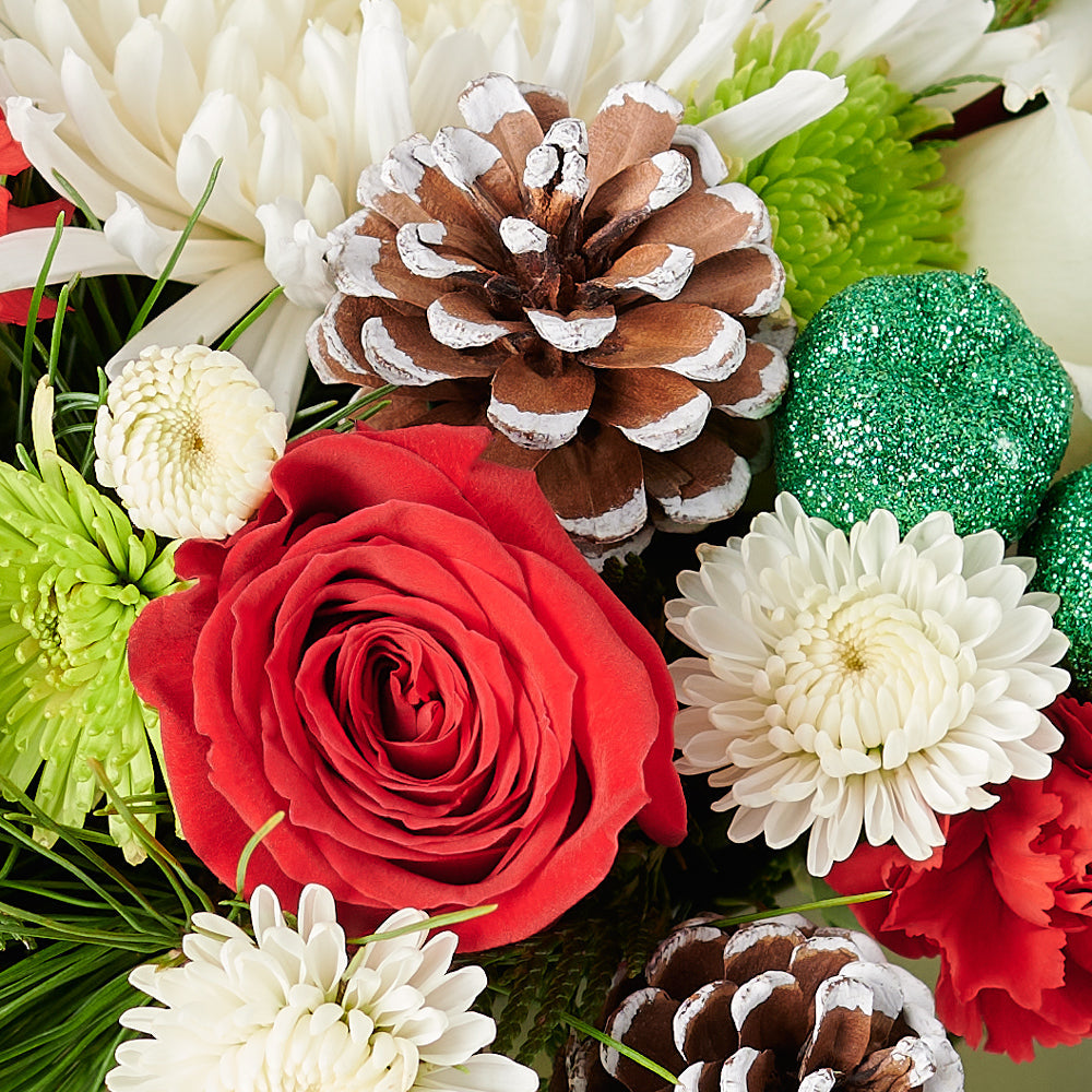 Holiday Flower Box. Christmas flower box - Los Angeles Delivery.