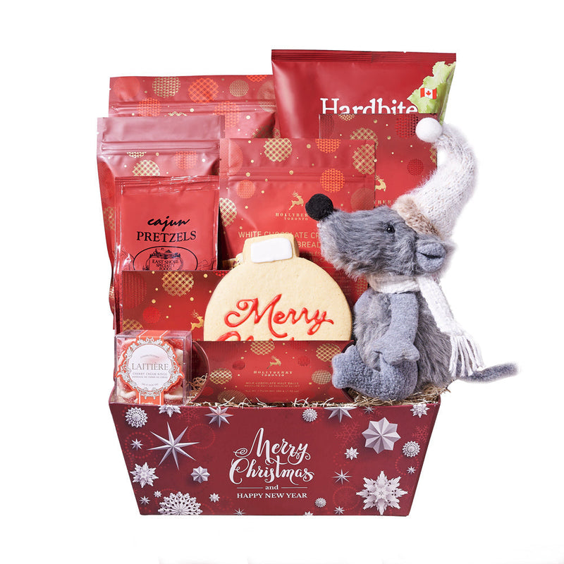 Holiday Mouse & Gourmet Gift Basket, gourmet gift basket, gourmet, christmas gift basket, christmas gift, christmas, holiday gift basket, holiday, holiday gift, candy gift, candy
