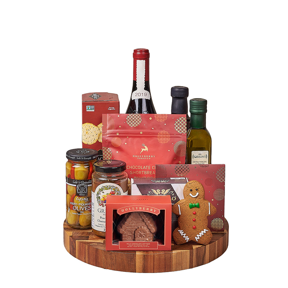 Holiday Wine &amp; Appetizer Gift Set, wine gift, wine, chocolate gift, chocolate, christmas gift, christmas, Los Angeles delivery