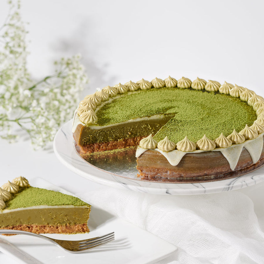 Large Matcha Cheesecake, Cheesecakes, Baked Goods, Gourmet Cakes,Los Angeles Blooms- Los Angeles Delivery
