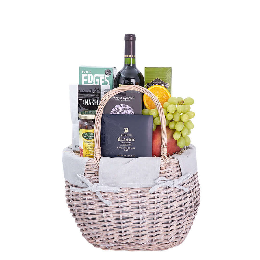 Luxurious Fresh Delights Kosher Wine Gift Basket - Gourmet Gift Set - Los Angeles Delivery