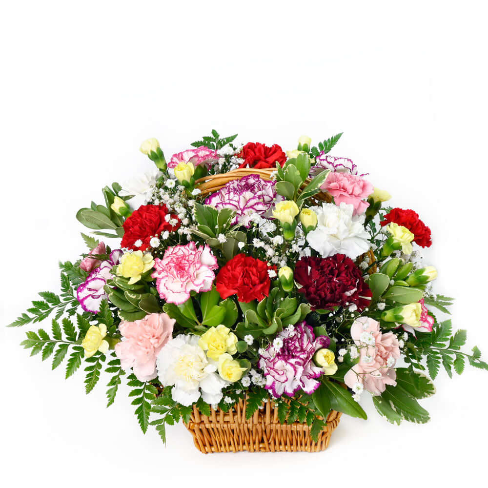 Mixed Carnation Floral Basket – how the gift is presented