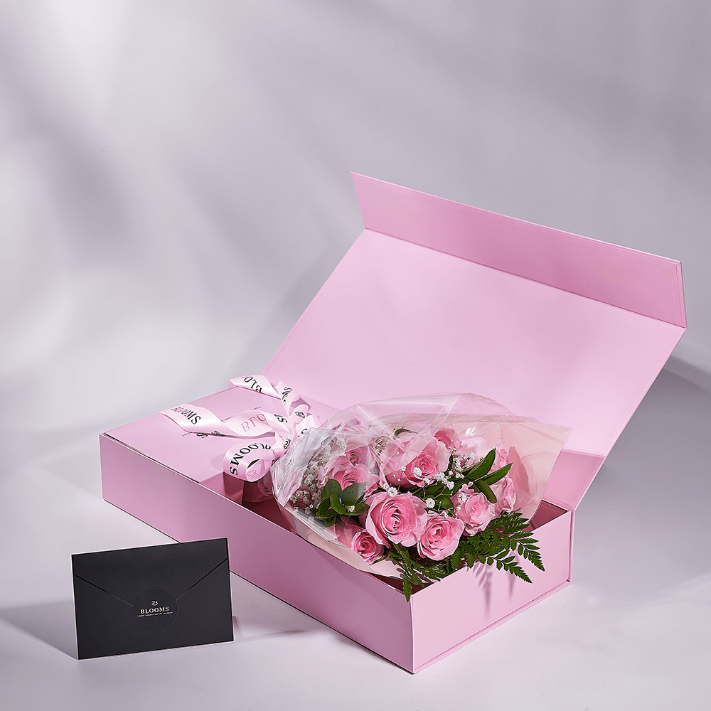 Mother’s Day 12 Stem Pink Rose Bouquet with Box, rose gift, rose, mothers day gift, mothers day, Los Angeles delivery