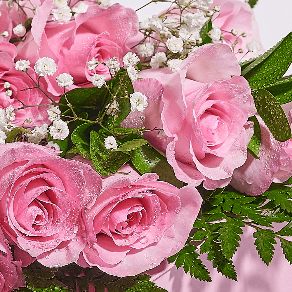 Mother’s Day 12 Stem Pink Rose Bouquet with Box & Wine, rose gift, rose, mothers day gift, mothers day, wine gift, wine, Los Angeles delivery