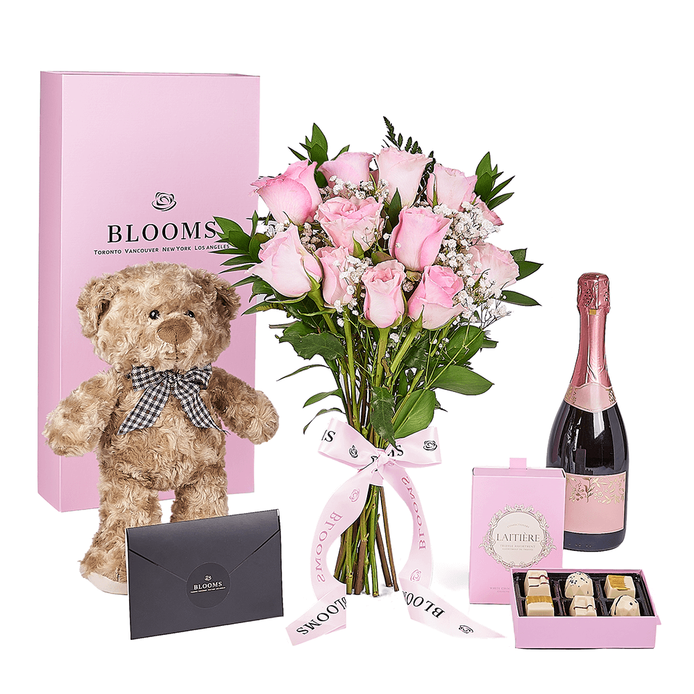 Mother’s Day Ultimate Pink Rose Gift Set – Mother’s Day Gifts – Los Angeles delivery, champagne gift, champagne, sparkling wine gift, sparkling wine