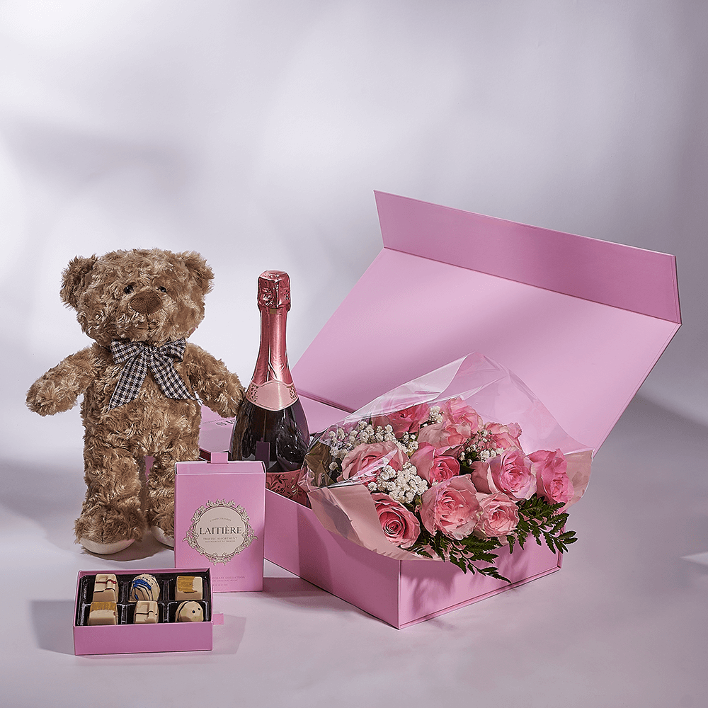 Mother’s Day Ultimate Pink Rose Gift Set – Mother’s Day Gifts – Los Angeles delivery, champagne gift, champagne, sparkling wine gift, sparkling wine