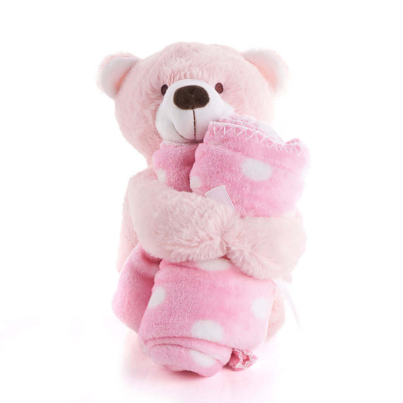 Pink Hugging Blanket Bear, Baby Toys, Plushy Toys, Baby Gifts, Baby Plushies, Los Angeles Blooms