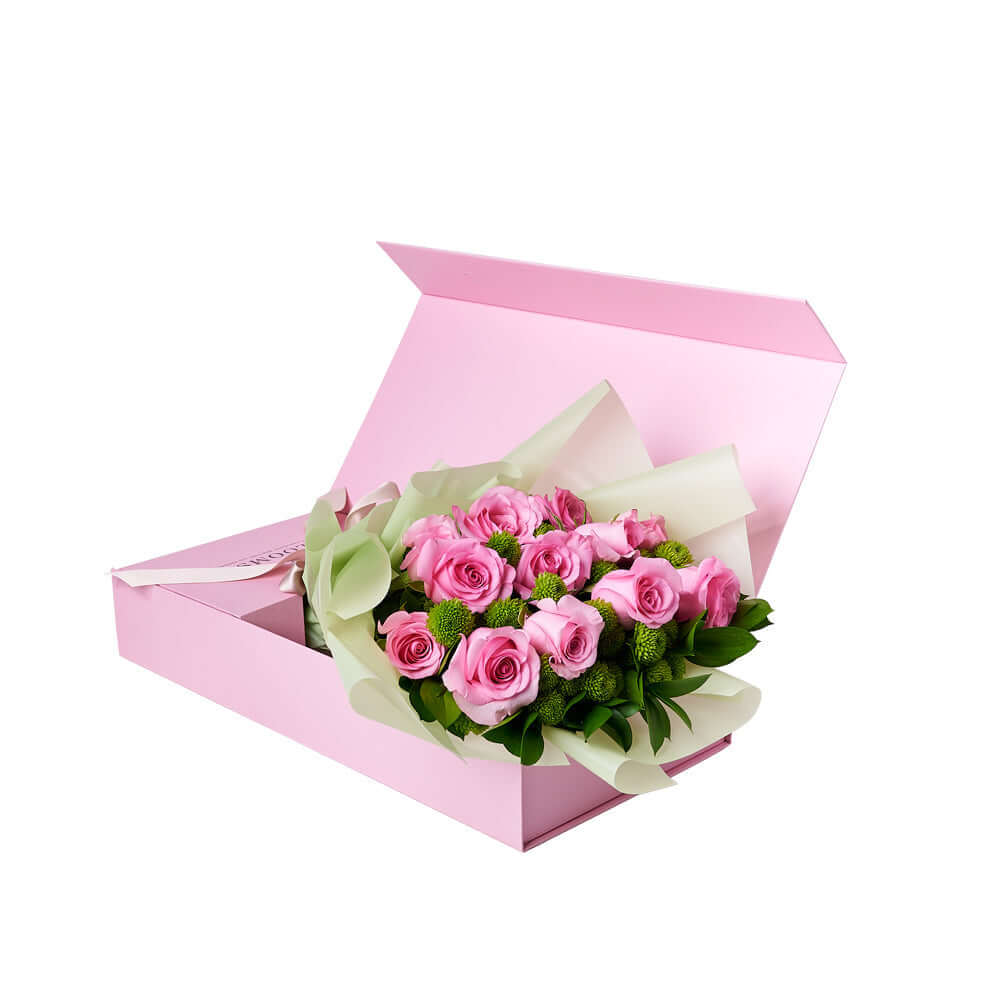 Pink Mixed Rose & Daisy Bouquet with Box, rose gift baskets, gourmet gifts, gifts, roses. Los Angeles Blooms