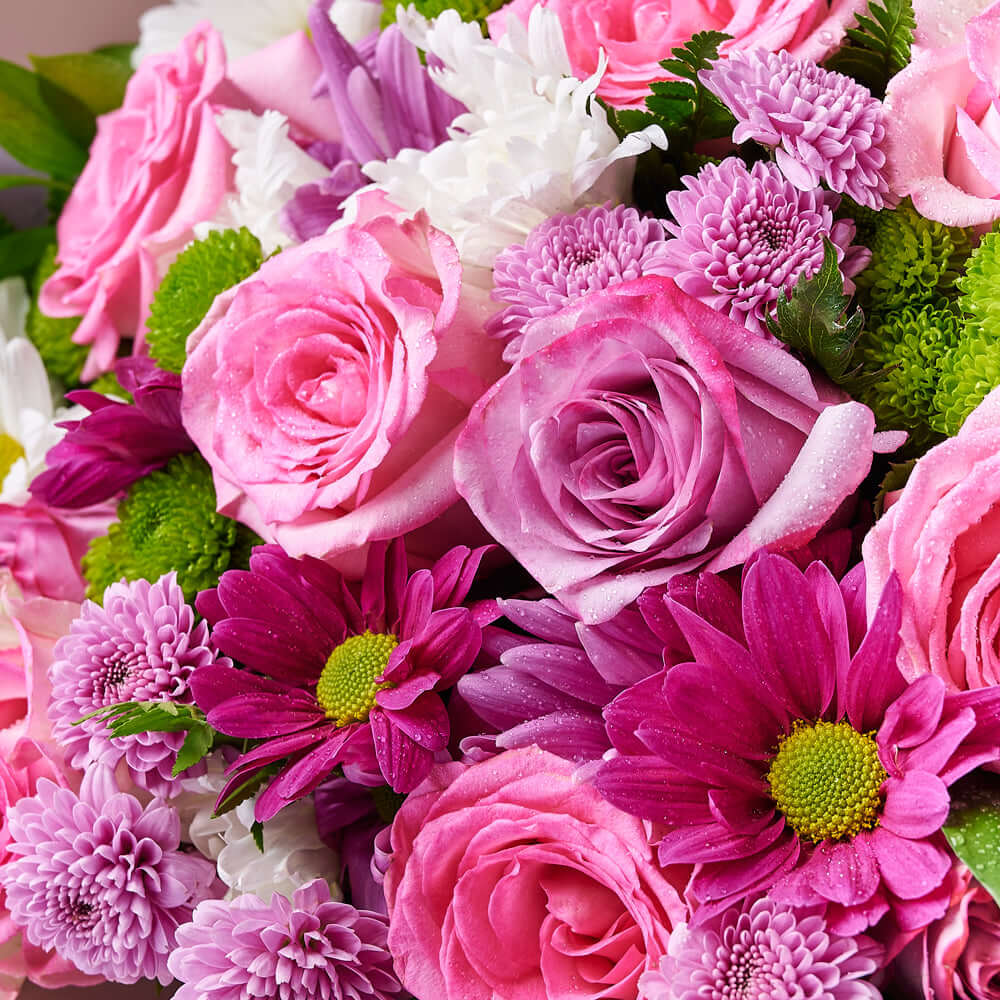 Pink & Purple Mixed Daisy Bouquet, rose gift, daisy gift, mixed bouquet. Los Angeles Blooms