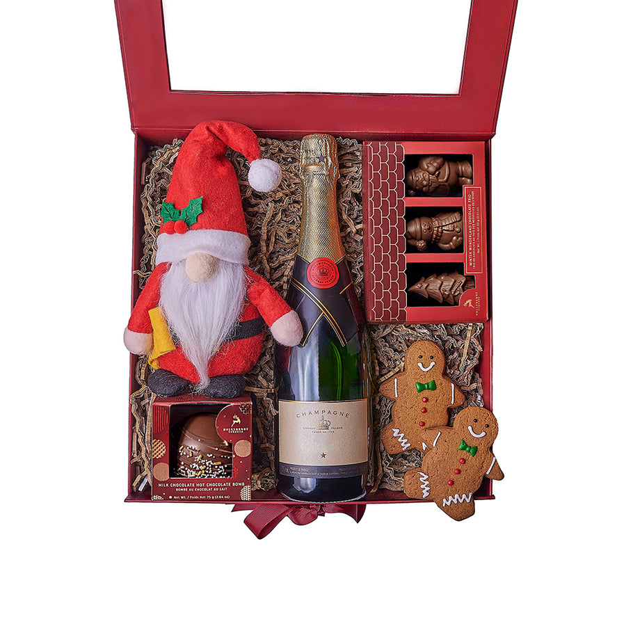 Santa’s Bubbly Holiday Box, christams gift, christmas, chocolate gift, chocolate, champagne gift, champagne, sparkling wine gift, sparkling wine, Los Angeles delivery 