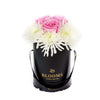 Simplistic Elegance Rose and Mum's Box Arrangement - Mixed Floral Hat Box - Los Angeles Blooms