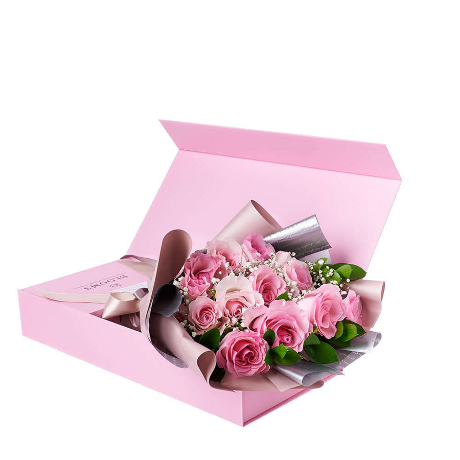 Simply Perfect Pink Rose Bouquet & Box, rose gift, floral gifts, gifts, flowers, mother’s day. Los Angeles Blooms