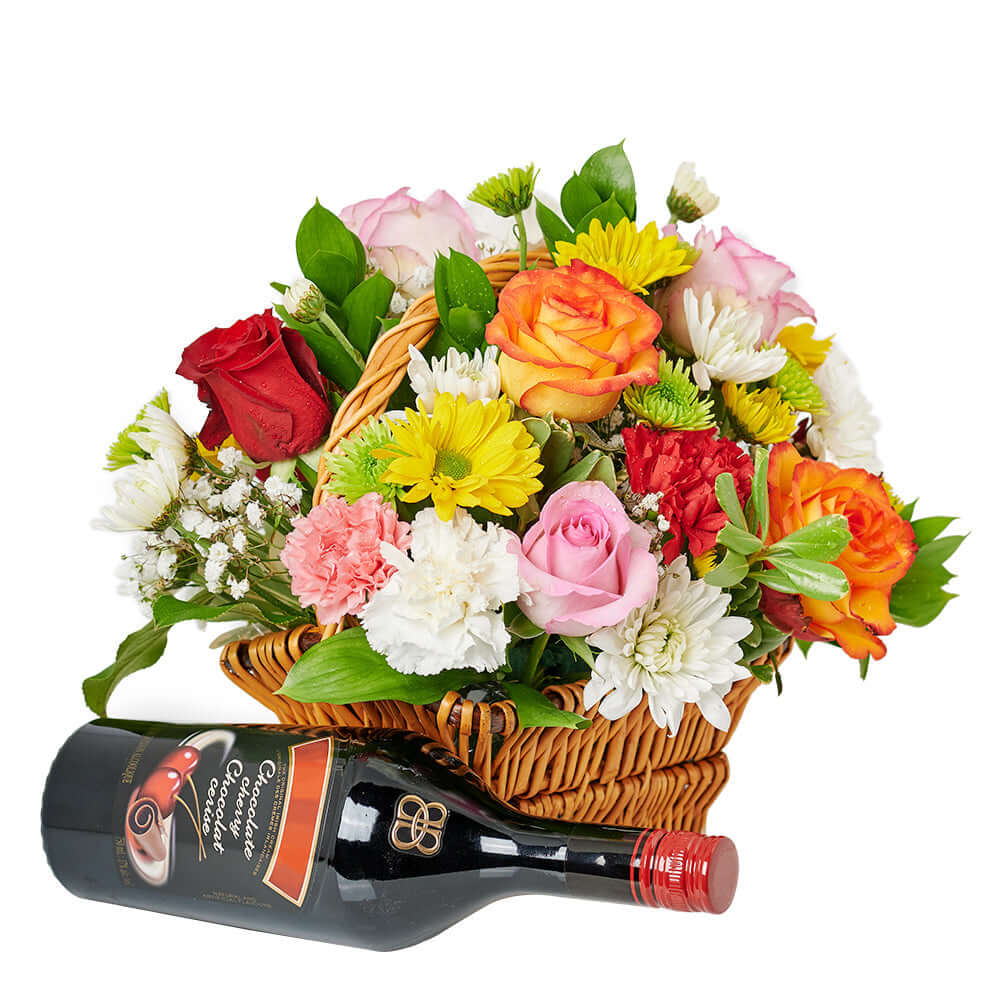 Spirits & Bountiful Mixed Rose Gift Set – Liquor Gifts – Los Angeles Blooms