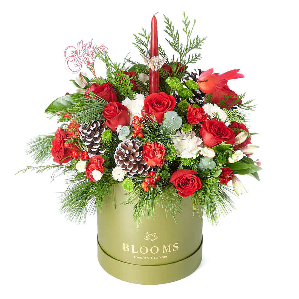 Holiday Red and White Rose Box – how the gift is presented