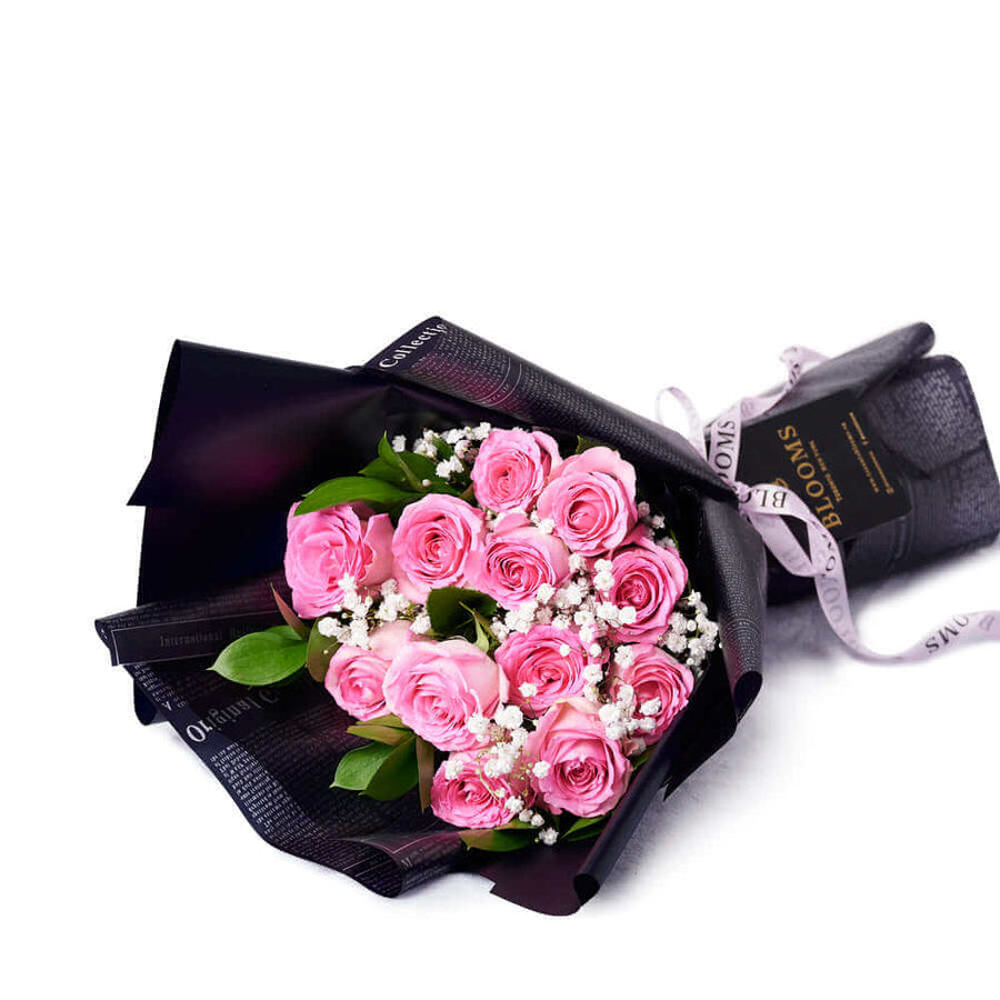 Valentine's Day 12 Stem Pink Rose Bouquet, Valentine's Day gifts, rose gifts - Los Angeles Delivery.