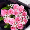 Valentine's Day 12 Stem Pink Rose Bouquet With Box & Champagne, Valentine's Day gifts, Los Angeles Blooms