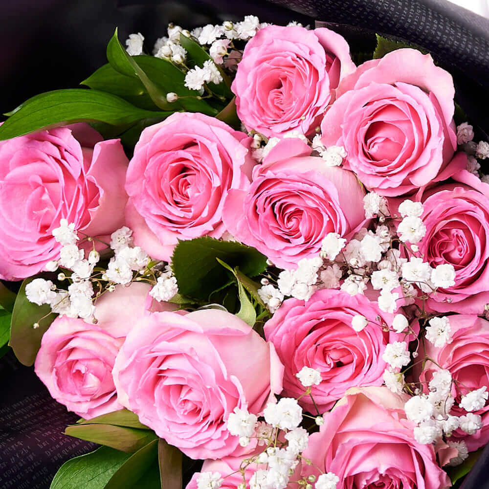 Valentine's Day 12 Stem Pink Rose Bouquet With Designer Box, Los Angeles Same Day Flower Delivery, Valentine's Day gifts, rose gifts, pink roses