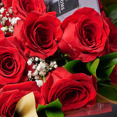 Valentine's Day 12 Stem Red Rose Bouquet With Designer Box, Valentine's Day gifts, Los Angeles Blooms - Los Angeles Delivery
