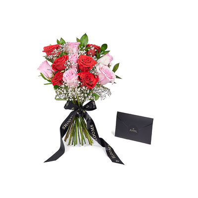 Valentine's Day 12 Stem Red & Pink Rose Bouquet. Los Angeles Blooms - Los Angeles Delivery.