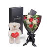 Your sweetheart will adore this cute keepsake white bear plush alongside a stunning bouquet of white and red roses on that romantic occasion. Los Angeles Blooms