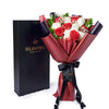 Valentine's Day 12 Stem Red & White Rose Bouquet With Box. Los Angeles Blooms - Los Angeles Delivery