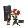 Valentine's Day 12 Stem Red & White Rose Bouquet With Box & Champagne, Valentine's Day gifts, roses, champagne gifts, Los Angeles Blooms - Los Angeles Delivery